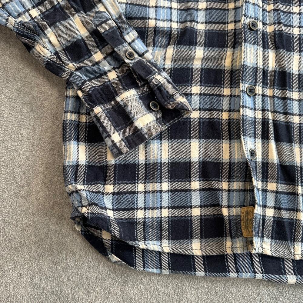 Jachs Blue Plaid Flannel Button Down Shirt Men's Medium Long Sleeve - Picture 3 of 10